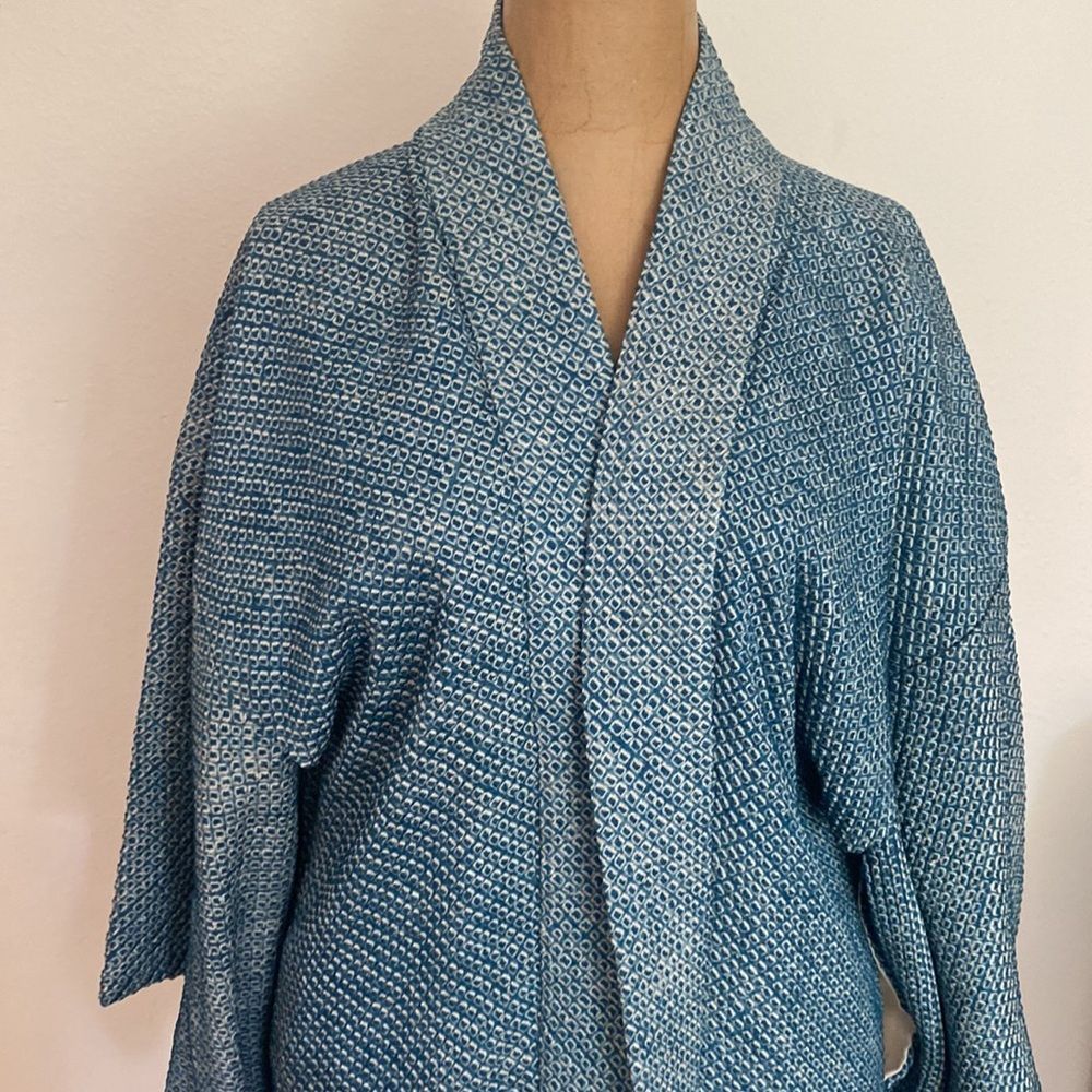 Vintage blue silk kimono large great pre owned condition